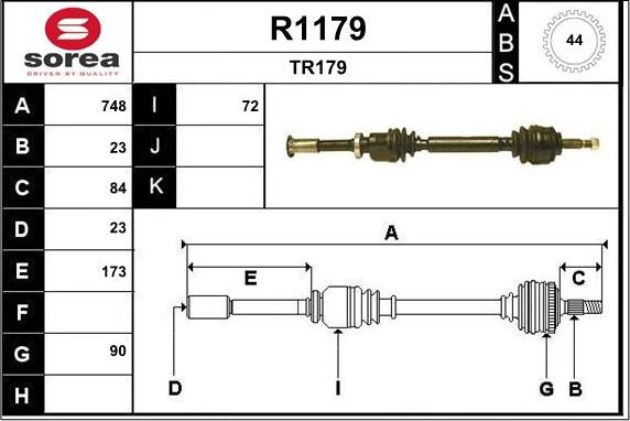 SNRA R1179 - Приводний вал autozip.com.ua