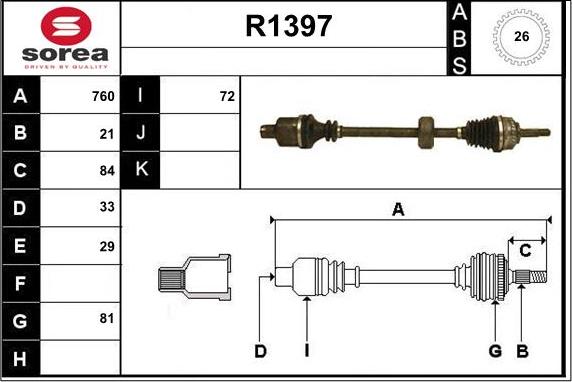 SNRA R1397 - Приводний вал autozip.com.ua