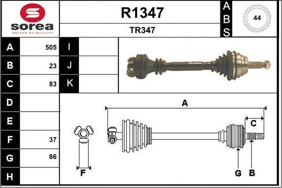 SNRA R1347 - Приводний вал autozip.com.ua