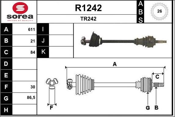 SNRA R1242 - Приводний вал autozip.com.ua