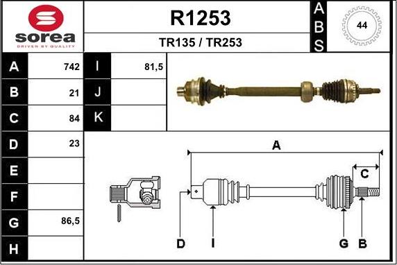 SNRA R1253 - Приводний вал autozip.com.ua