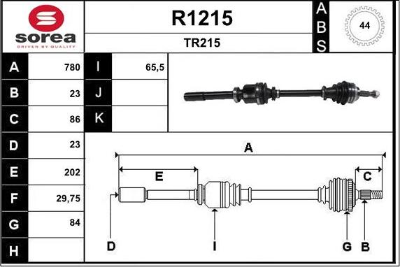 SNRA R1215 - Приводний вал autozip.com.ua