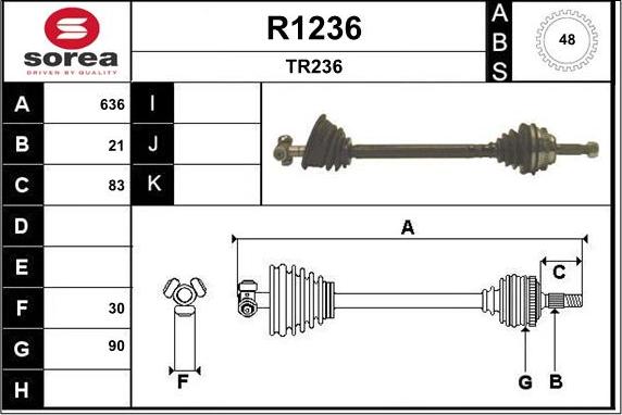 SNRA R1236 - Приводний вал autozip.com.ua