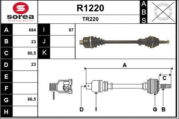 SNRA R1220 - Приводний вал autozip.com.ua