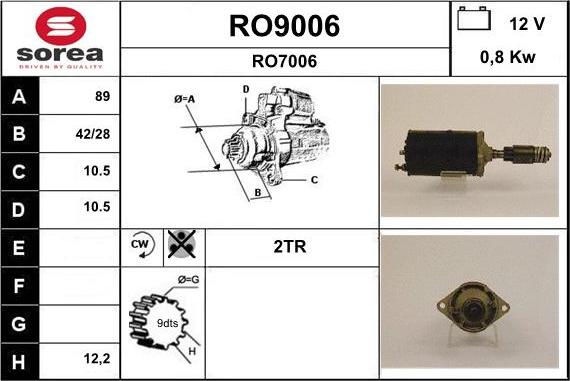 SNRA RO9006 - Стартер autozip.com.ua