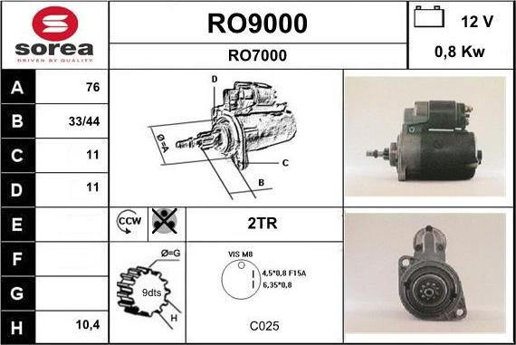 SNRA RO9000 - Стартер autozip.com.ua