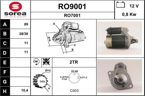 SNRA RO9001 - Стартер autozip.com.ua