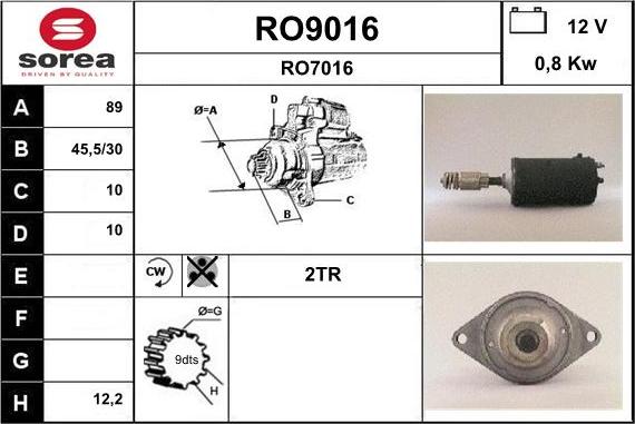 SNRA RO9016 - Стартер autozip.com.ua