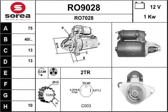 SNRA RO9028 - Стартер autozip.com.ua