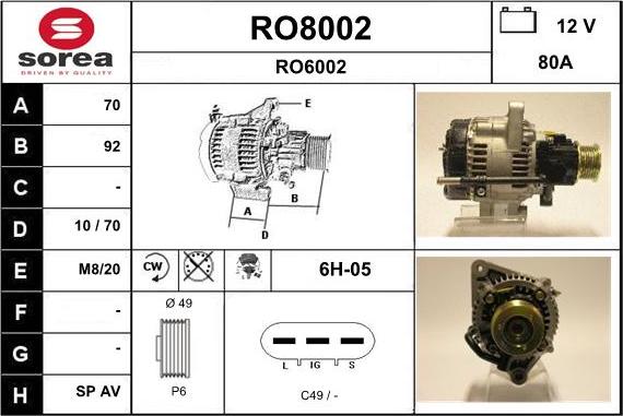 SNRA RO8002 - Генератор autozip.com.ua
