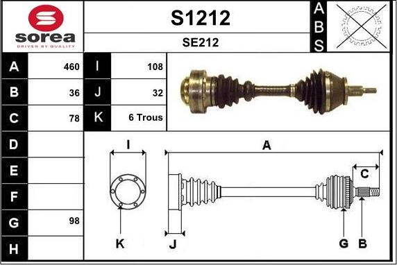 SNRA S1212 - Приводний вал autozip.com.ua