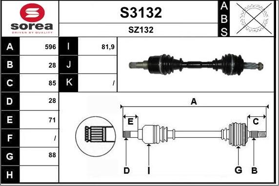 SNRA S3132 - Приводний вал autozip.com.ua