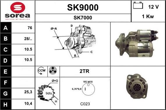 SNRA SK9000 - Стартер autozip.com.ua