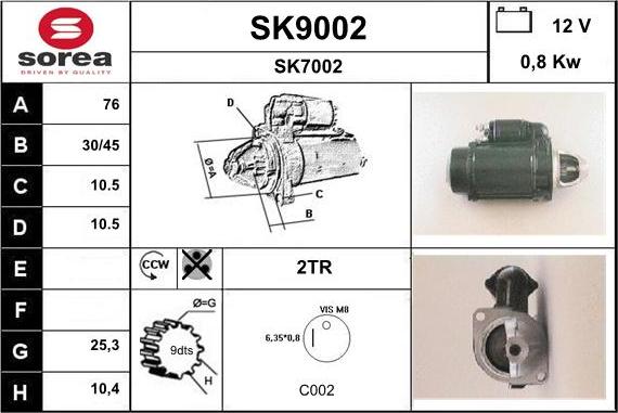 SNRA SK9002 - Стартер autozip.com.ua