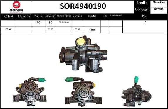SNRA SOR4940190 - Гідравлічний насос, рульове управління, ГУР autozip.com.ua