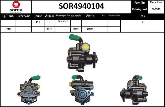 SNRA SOR4940104 - Гідравлічний насос, рульове управління, ГУР autozip.com.ua