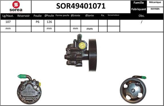 SNRA SOR49401071 - Гідравлічний насос, рульове управління, ГУР autozip.com.ua