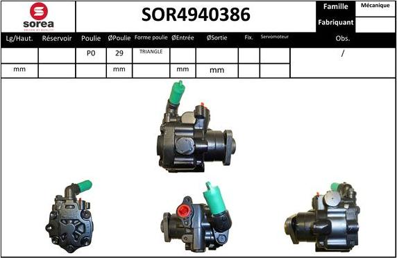 SNRA SOR4940386 - Гідравлічний насос, рульове управління, ГУР autozip.com.ua