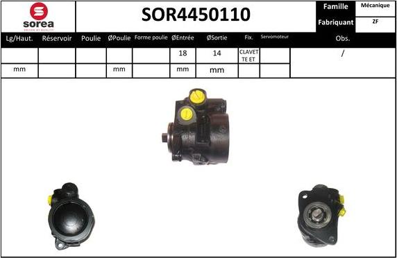 SNRA SOR4450110 - Гідравлічний насос, рульове управління, ГУР autozip.com.ua