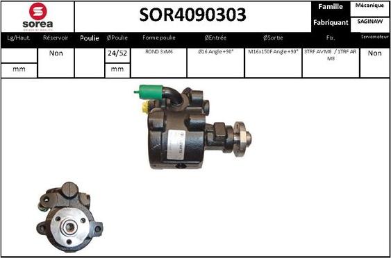 SNRA SOR4090303 - Гідравлічний насос, рульове управління, ГУР autozip.com.ua