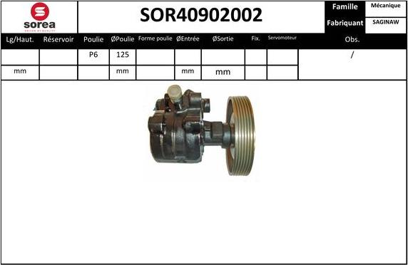 SNRA SOR40902002 - Гідравлічний насос, рульове управління, ГУР autozip.com.ua