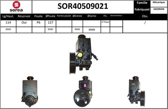 SNRA SOR40509021 - Гідравлічний насос, рульове управління, ГУР autozip.com.ua