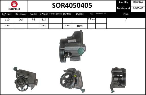 SNRA SOR4050405 - Гідравлічний насос, рульове управління, ГУР autozip.com.ua