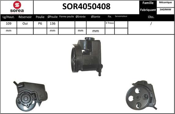 SNRA SOR4050408 - Гідравлічний насос, рульове управління, ГУР autozip.com.ua