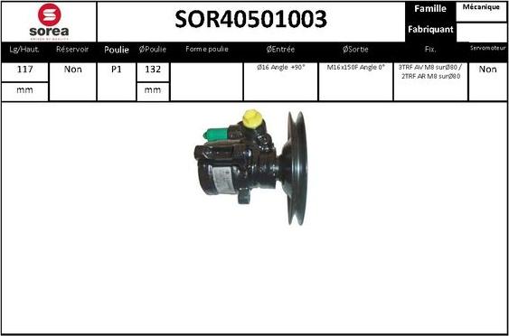 SNRA SOR40501003 - Гідравлічний насос, рульове управління, ГУР autozip.com.ua