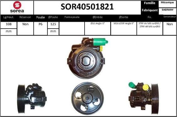 SNRA SOR40501821 - Гідравлічний насос, рульове управління, ГУР autozip.com.ua