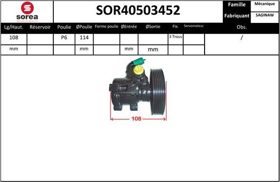 SNRA SOR40503452 - Гідравлічний насос, рульове управління, ГУР autozip.com.ua