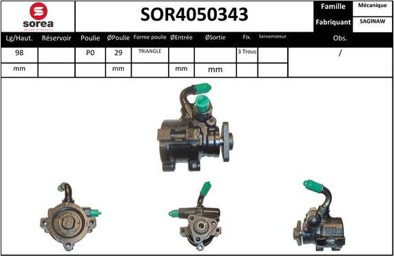SNRA SOR4050343 - Гідравлічний насос, рульове управління, ГУР autozip.com.ua