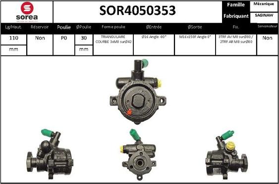 SNRA SOR4050353 - Гідравлічний насос, рульове управління, ГУР autozip.com.ua