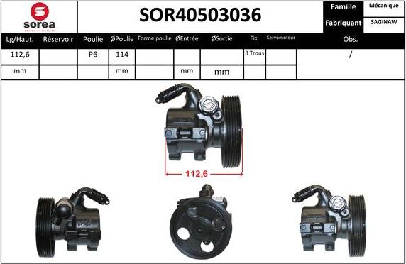 SNRA SOR40503036 - Гідравлічний насос, рульове управління, ГУР autozip.com.ua