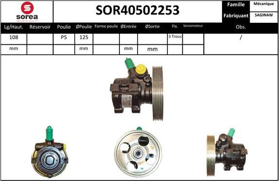 SNRA SOR40502253 - Гідравлічний насос, рульове управління, ГУР autozip.com.ua