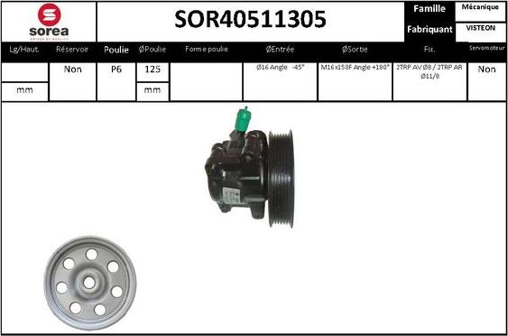 SNRA SOR40511305 - Гідравлічний насос, рульове управління, ГУР autozip.com.ua