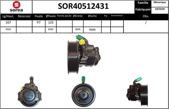 SNRA SOR40512431 - Гідравлічний насос, рульове управління, ГУР autozip.com.ua