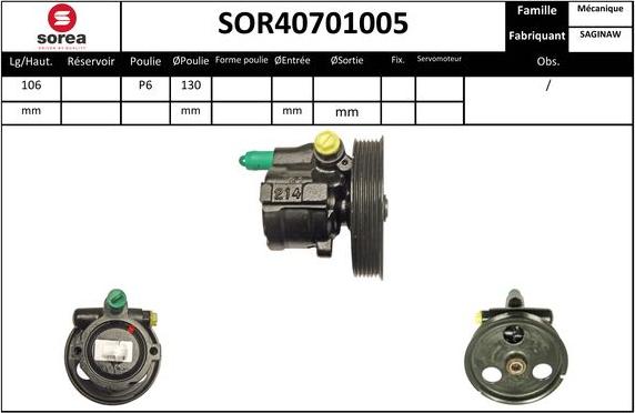 SNRA SOR40701005 - Гідравлічний насос, рульове управління, ГУР autozip.com.ua