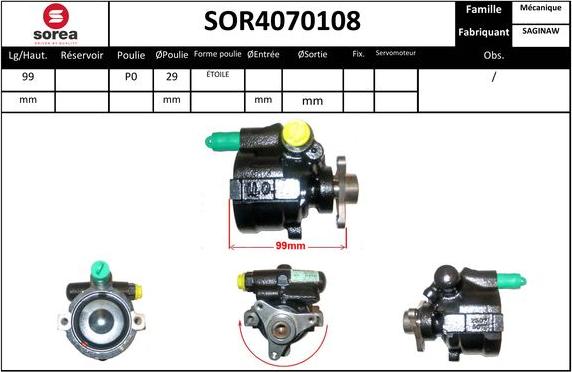 SNRA SOR4070108 - Гідравлічний насос, рульове управління, ГУР autozip.com.ua