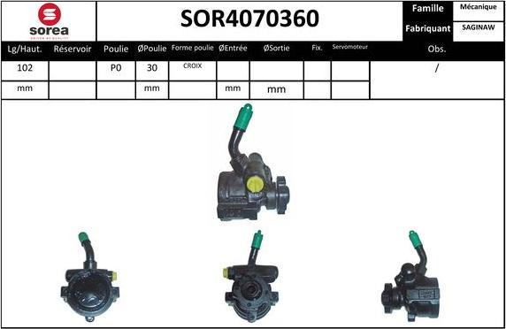 SNRA SOR4070360 - Гідравлічний насос, рульове управління, ГУР autozip.com.ua