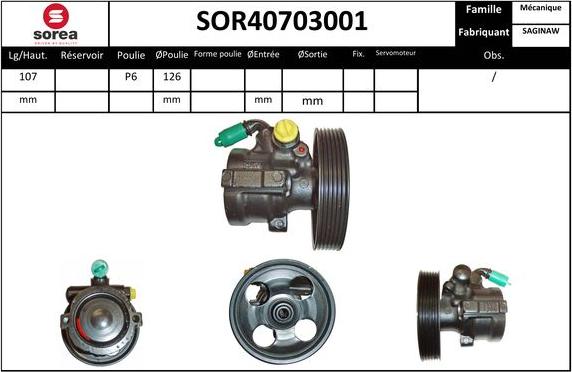 SNRA SOR40703001 - Гідравлічний насос, рульове управління, ГУР autozip.com.ua