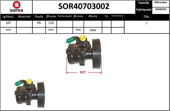 SNRA SOR40703002 - Гідравлічний насос, рульове управління, ГУР autozip.com.ua