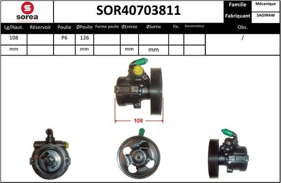 SNRA SOR40703811 - Гідравлічний насос, рульове управління, ГУР autozip.com.ua