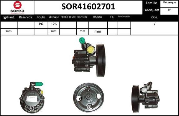 SNRA SOR41602701 - Гідравлічний насос, рульове управління, ГУР autozip.com.ua