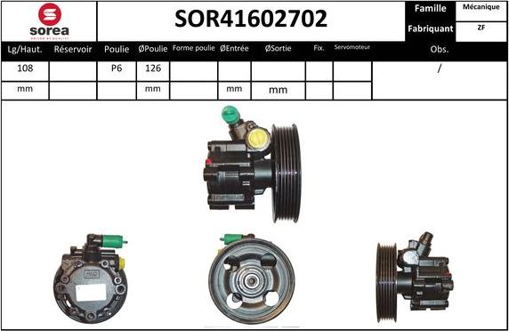 SNRA SOR41602702 - Гідравлічний насос, рульове управління, ГУР autozip.com.ua