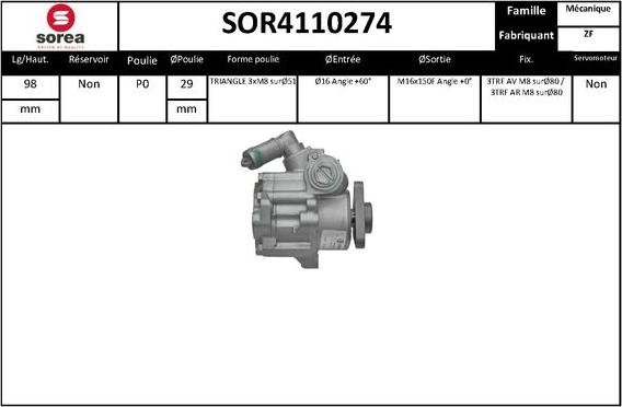 SNRA SOR4110274 - Гідравлічний насос, рульове управління, ГУР autozip.com.ua
