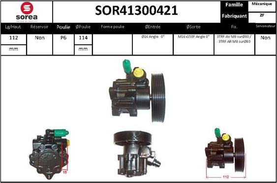 SNRA SOR41300421 - Гідравлічний насос, рульове управління, ГУР autozip.com.ua