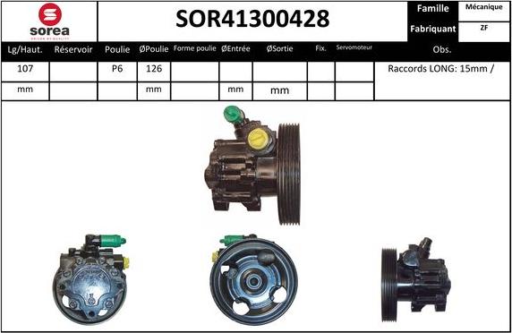 SNRA SOR41300428 - Гідравлічний насос, рульове управління, ГУР autozip.com.ua