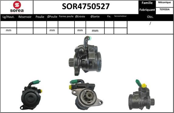 SNRA SOR4750527 - Гідравлічний насос, рульове управління, ГУР autozip.com.ua