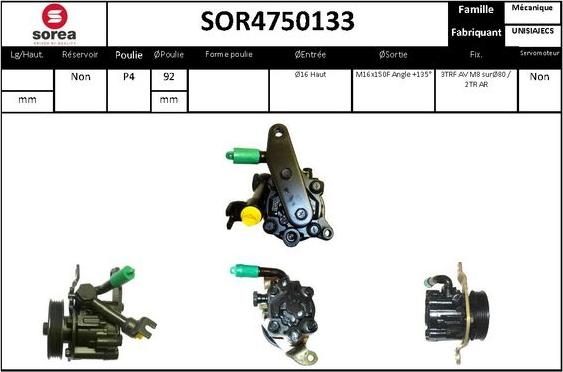 SNRA SOR4750133 - Гідравлічний насос, рульове управління, ГУР autozip.com.ua